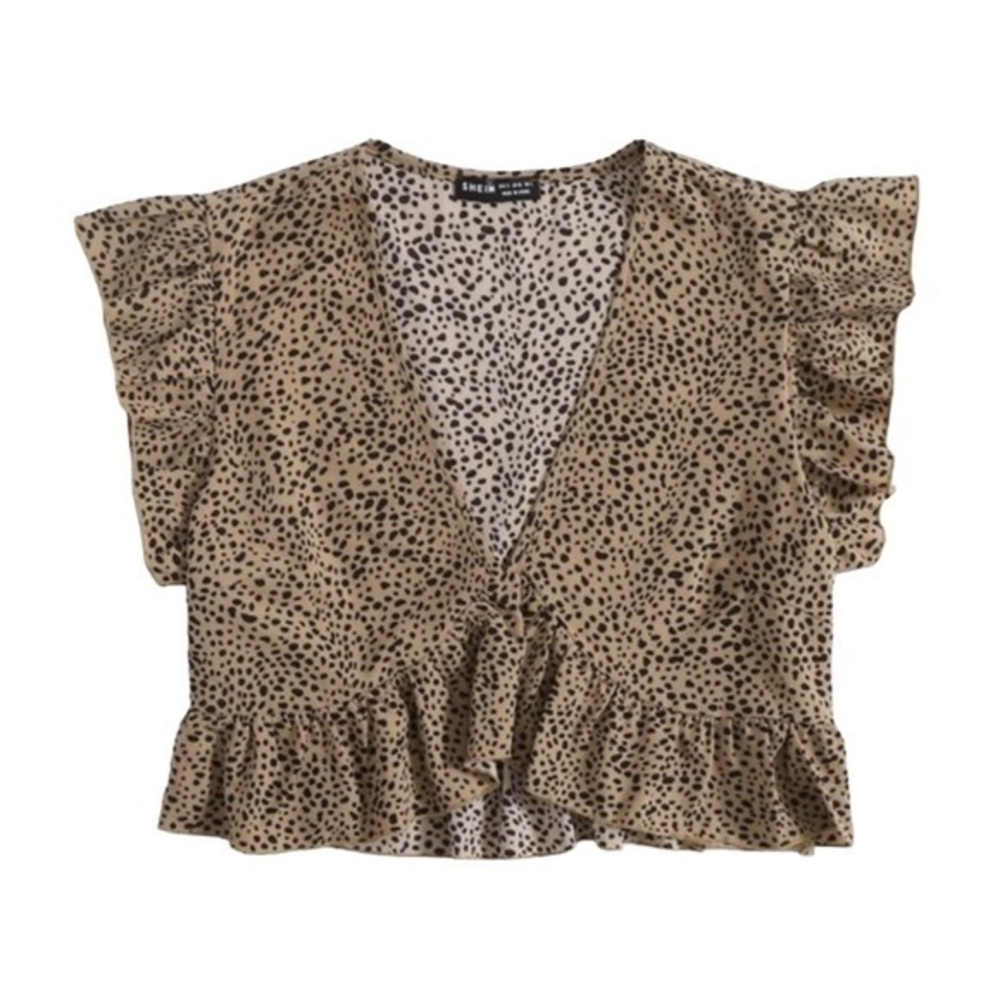 SHEIN VCAY Ruffle Hem Allover Print Blouse 💕
